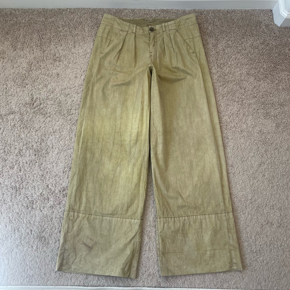 Free People Marina Low Rise Pleated Cuffed Hem Wide Leg Washed Trouser Pants - Picture 14 of 16